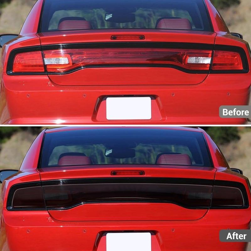 Hoolcar Tail Light Lamp Cover Guard Trim Bezel Frame Decor Exterior Accessories Compatible with 2011-2014 Dodge Charger, Smoked Black - Image 2